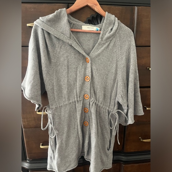 Anthropologie Sweaters - Sparrow for Anthropologie grey hoodie cardigan 3/4 sleeve adjustable Small